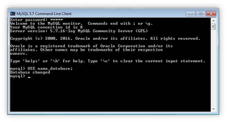 Cara membuka database mysql
