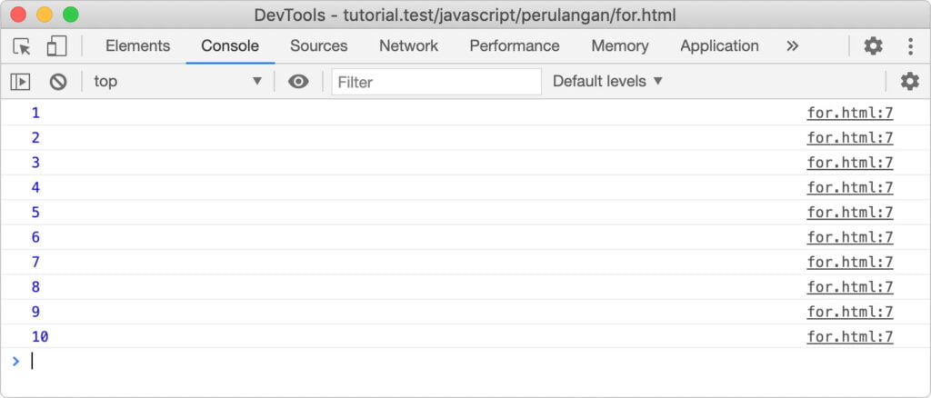 perulangan pada javascript