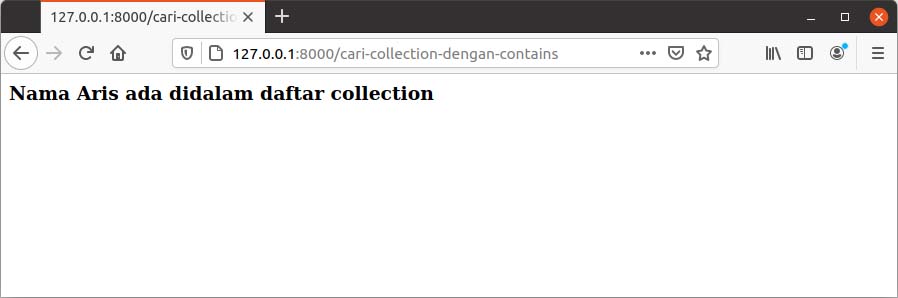 Cari data collection dengan contains