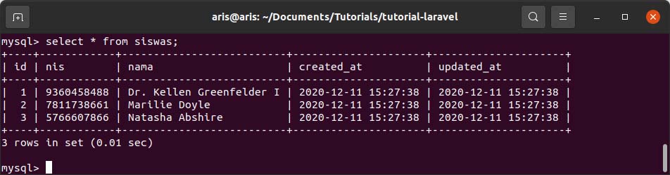 dummy data dengan model factory laravel