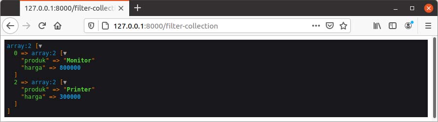 filter collection data array