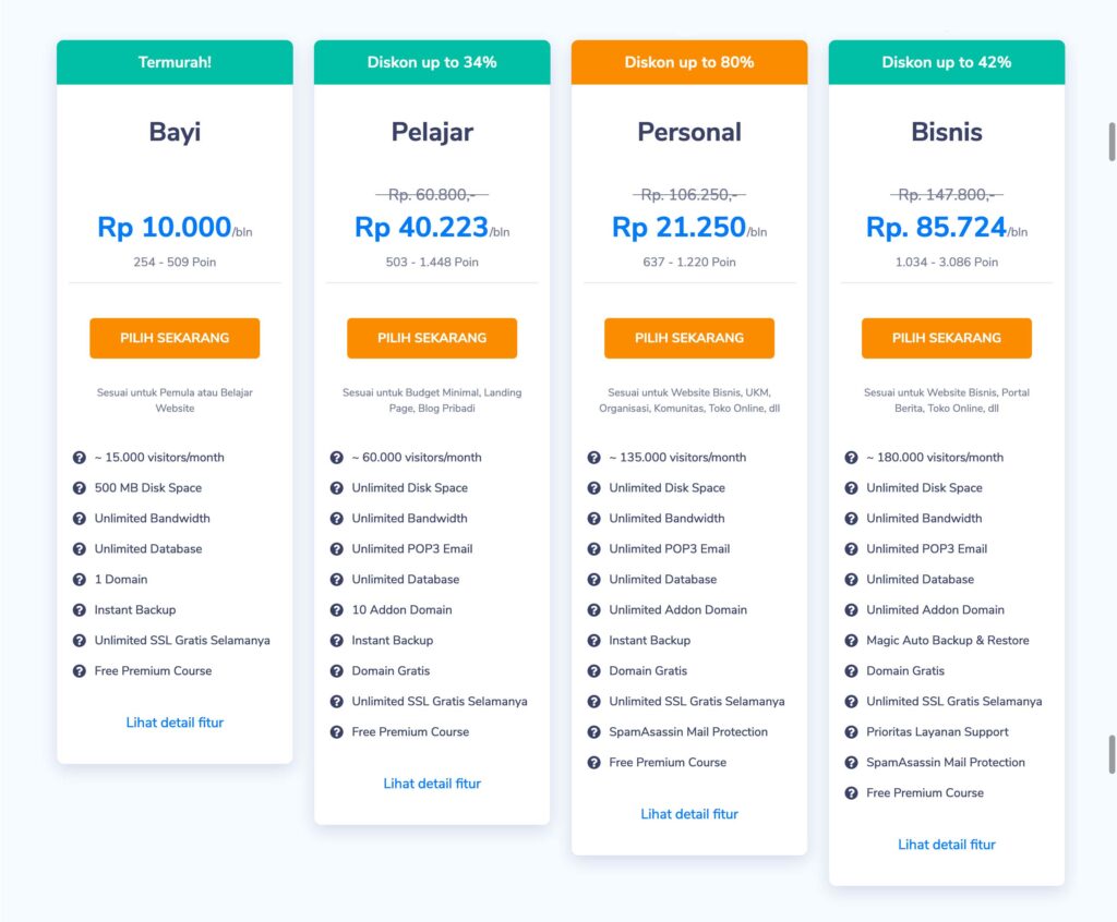 paket niagahoster - cara membuat website sendiri