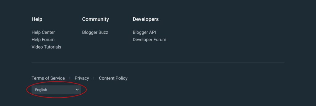 step 2 pilih bahasa blogger