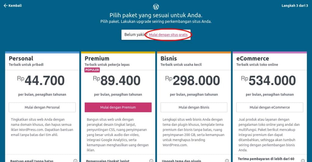 Step 5 pilih paket