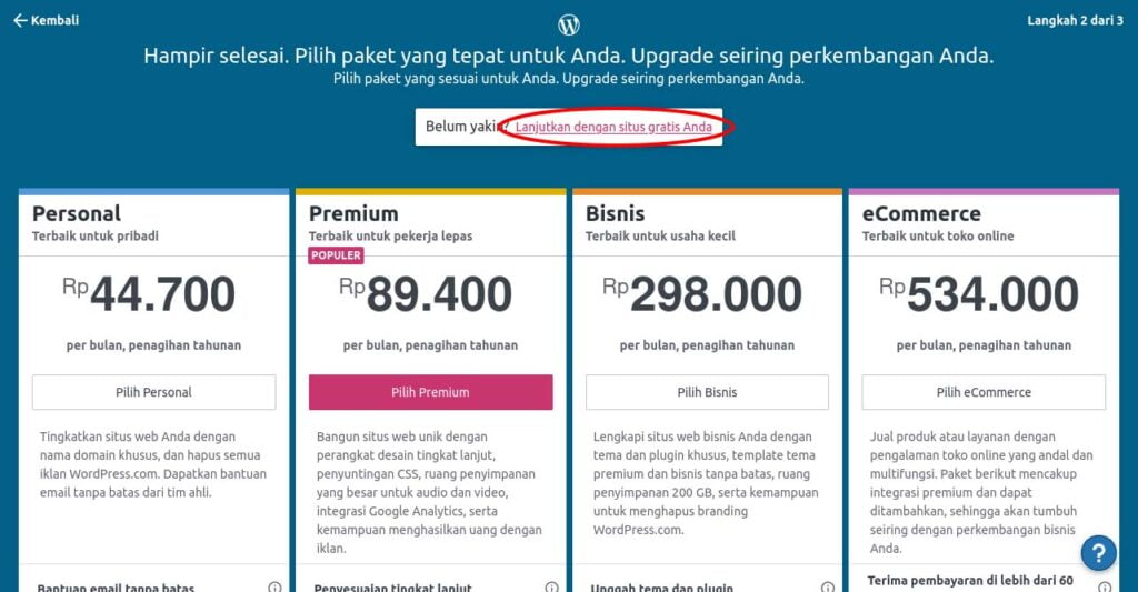 step 8 pilih paket