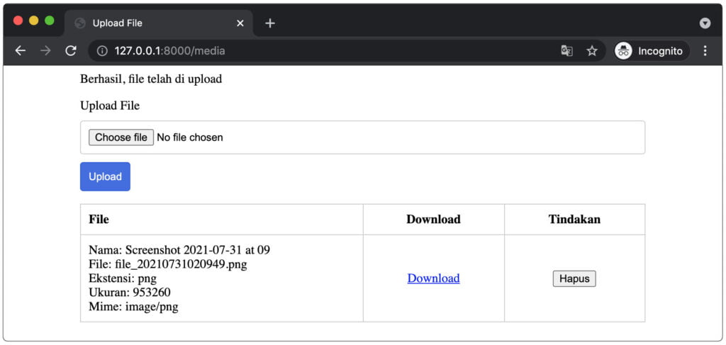 Upload file dengan laravel