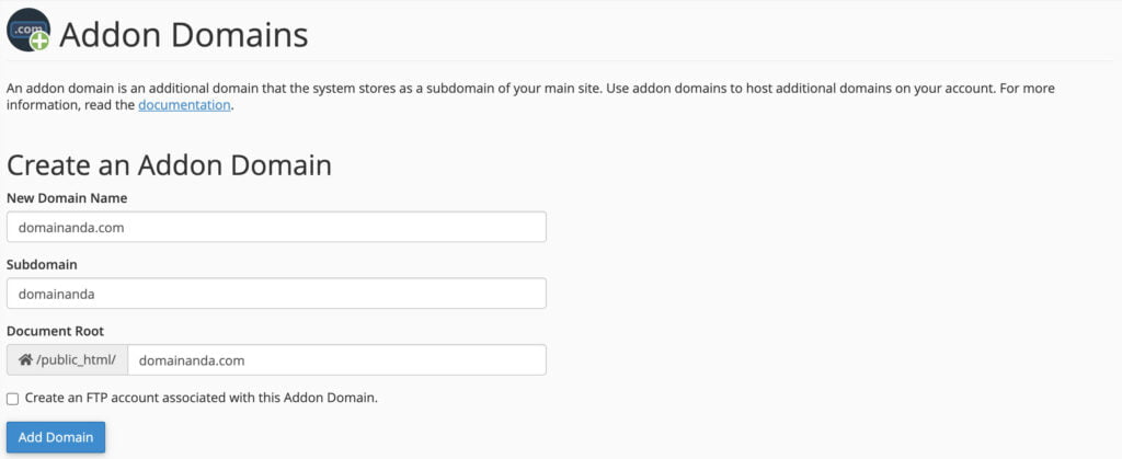 menambahkan domain baru di cpanel