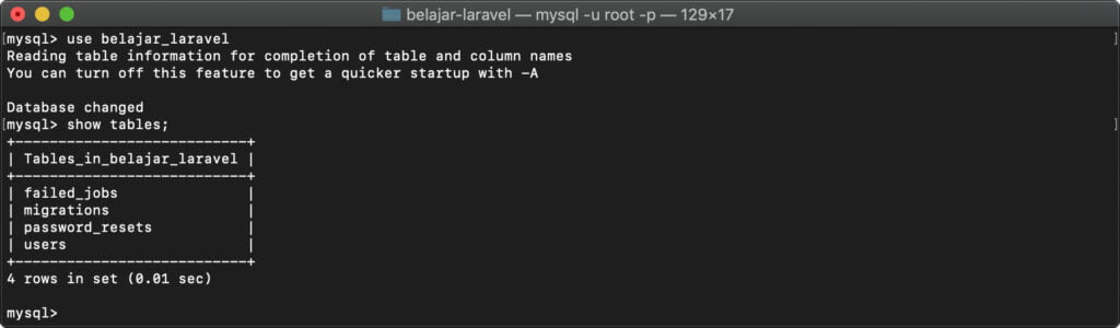 Database di laravel 8