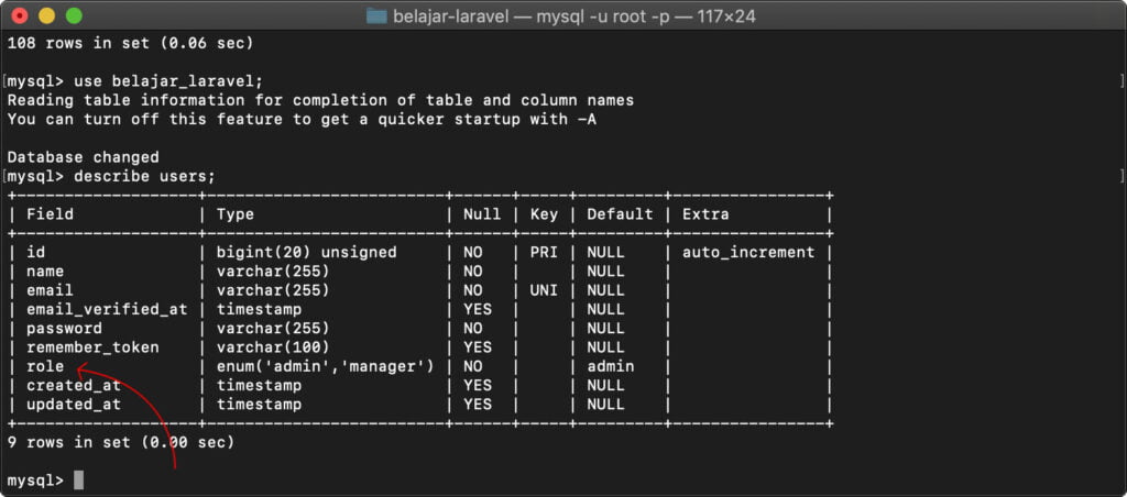 Hak akses role di laravel