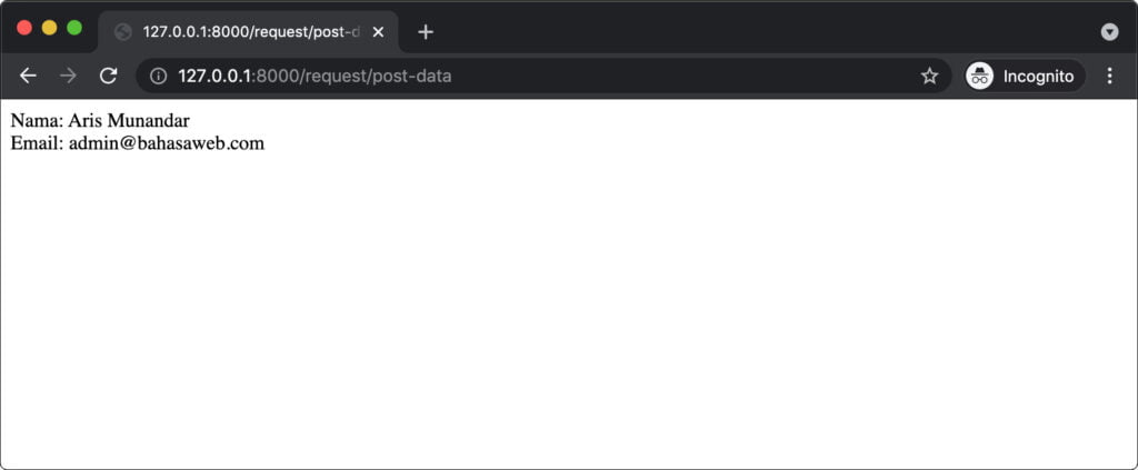 Hasil post request laravel