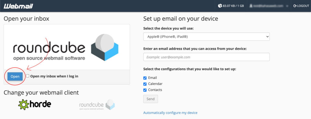 Pilih Roundcube Email Client