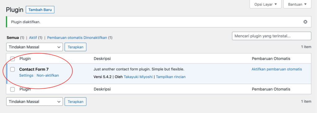 Halaman plugin contact form 7 wordpress