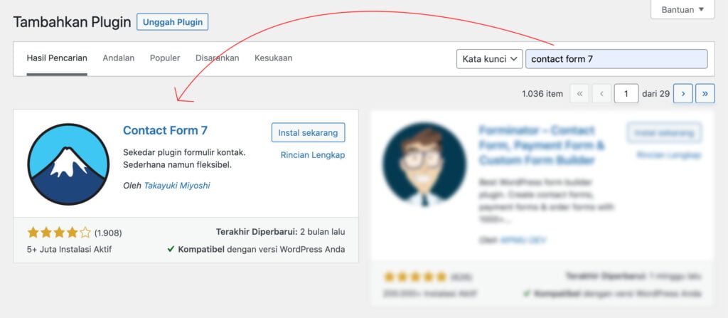 Hasil pencarian plugin contact form 7