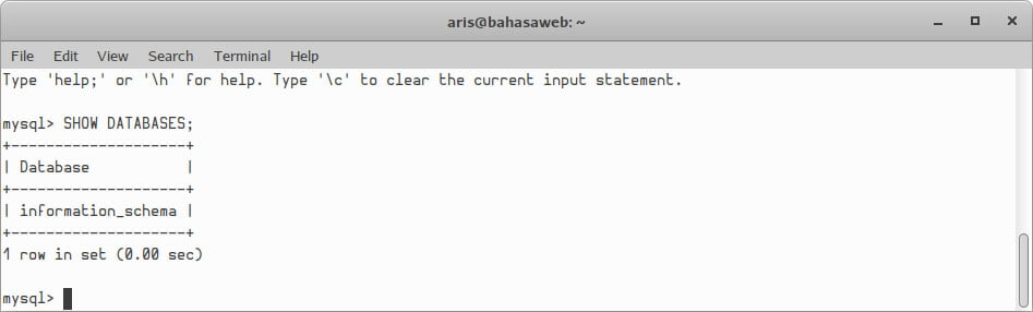 Membuat user di mysql