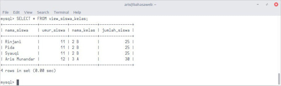 Select view siswa